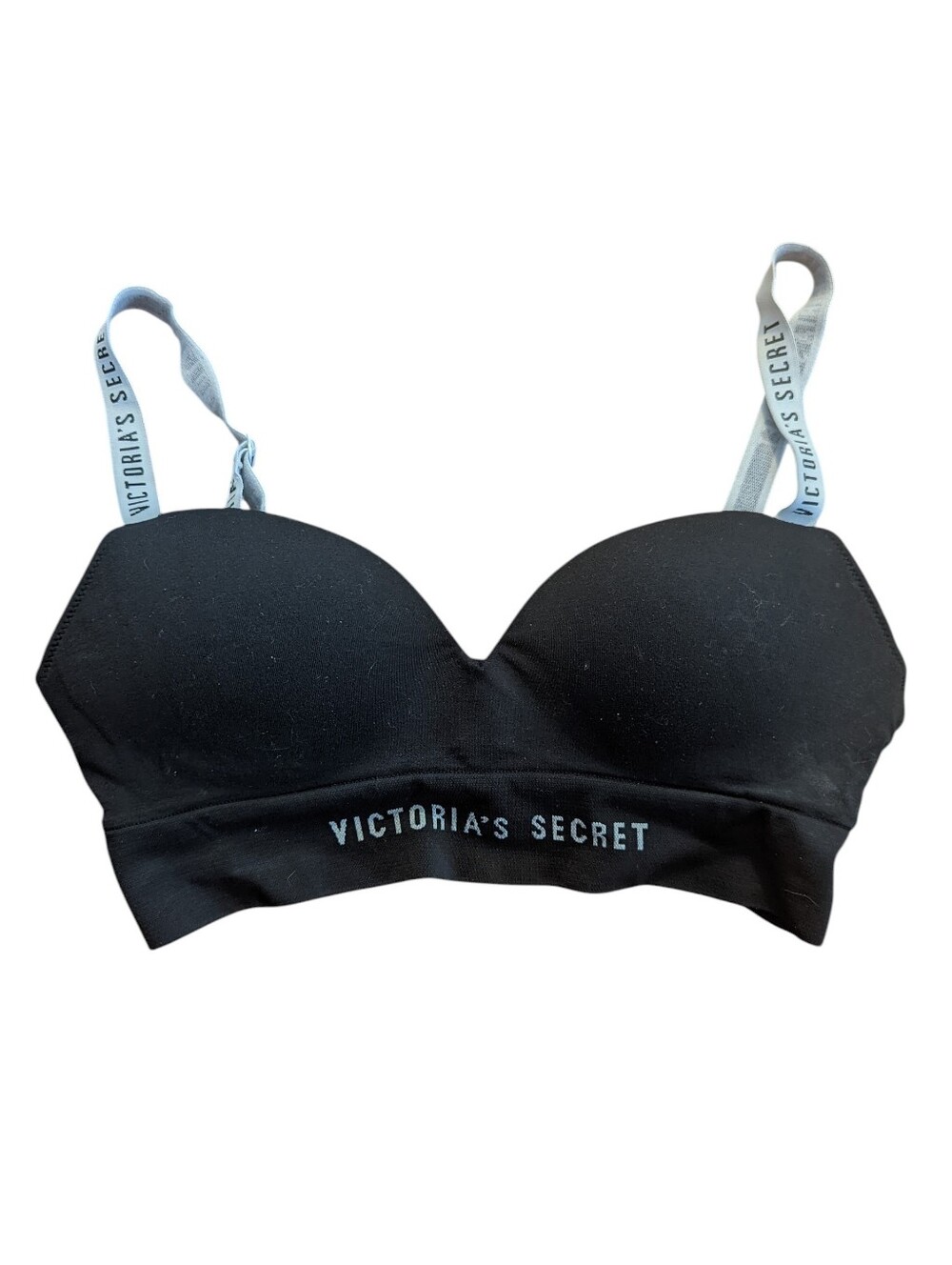 Victoria's Secret Black Bralette with Logo Elastic Straps Size Small